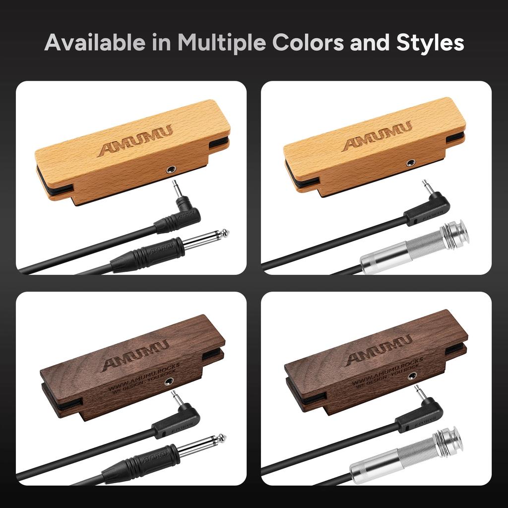 AMUMU SP30WN Walnut Woody Soundhole Pickup with Neodymium Magnet for Acoustic Guitar Single Clear Balanced Acoustic Tone – Coil, Passive, Free, &