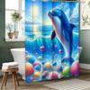 Dolphin In Wave Bathing Curtain  Bathroom Shower Curtain Waterproof With 12 Hooks Home Deco Free Ship