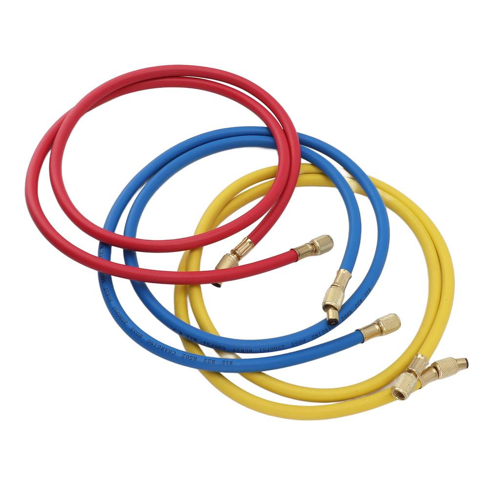 3pcs 150cm Refrigerant Charging Hose Air Conditioner Charging Hose 1 4in Fits for R12 R22 R502 Refrigerants Blue Red