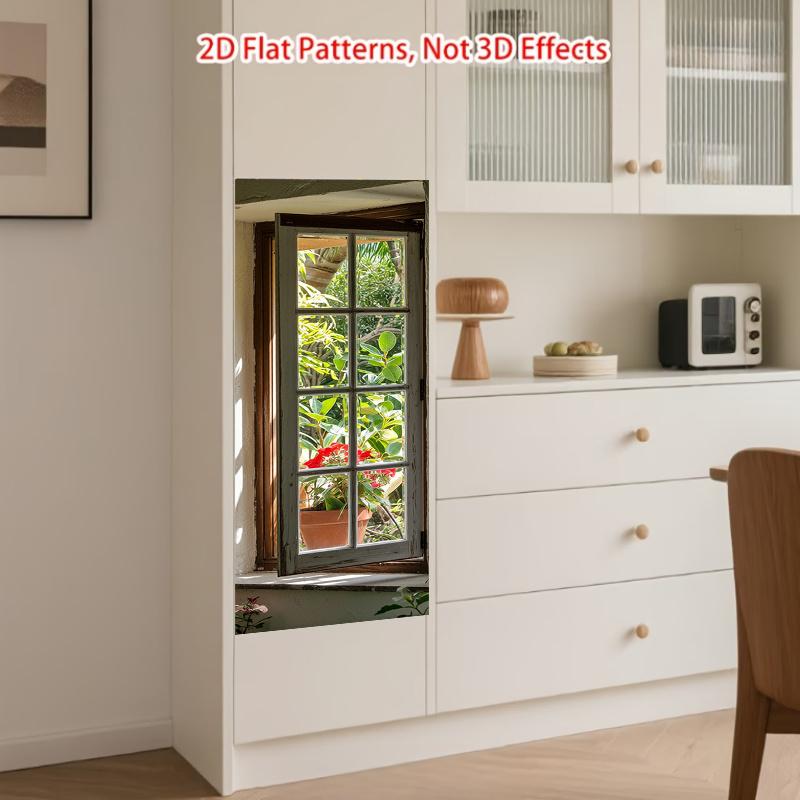 84Style Fridge Stickers Refrigerator Cover Door Landscape Plant Sea Vinyl Self Adhesive Kitchen Furniture Decor Wrap Freezer Sticker DIY