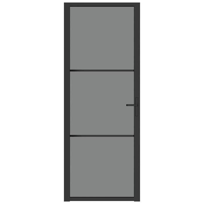 VidaXL Porte intérieure 76x201,5 cm Noir Verre ESG et aluminium 350560