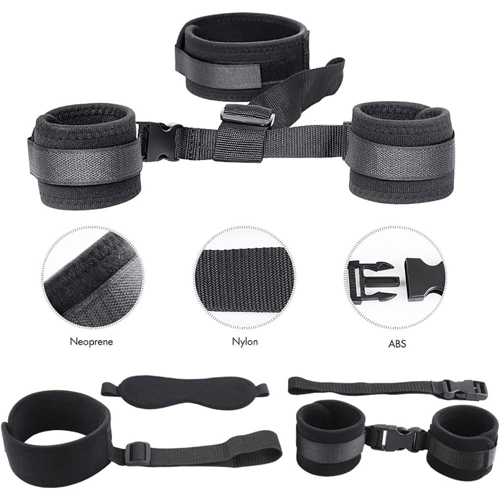 Sex Toys Restraints Sex Harness Adjustable Bondage Set Behind Back Handcuffs Collar Blindfold Adjustable SM Games Sex Toys