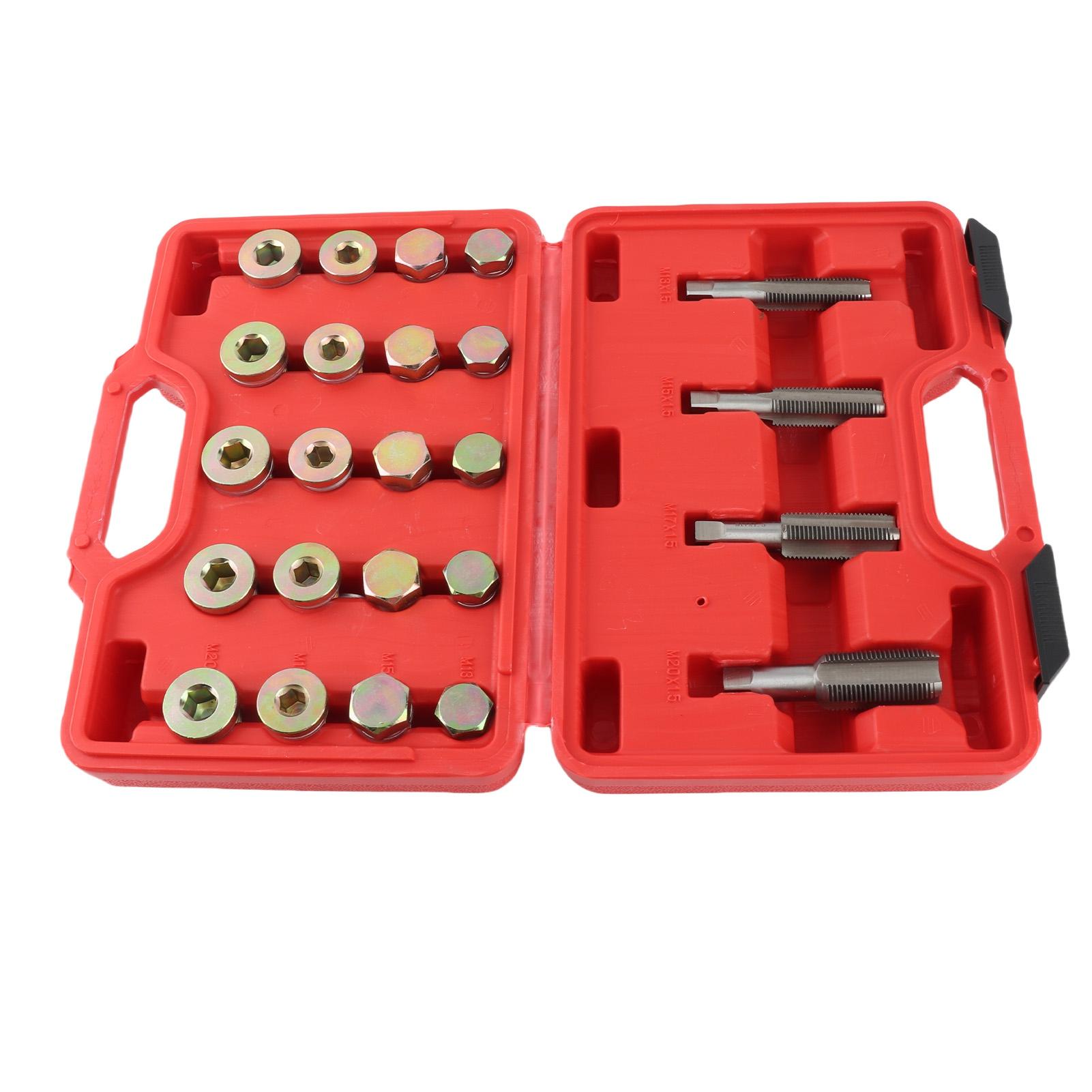 64PCS Oil Pan Thread Repair Kit Sump  Drain Plug Tool Set M13 M15 M17 M20 Oil Pan Thread Repair Tool оранжевый