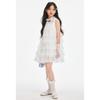 Barry Banny White Tulle Floral Lace Summer Princess Perfect for Entrance and Size 140cm Girls' Dress, Multi-Layer Style, Recitals, Weddings,