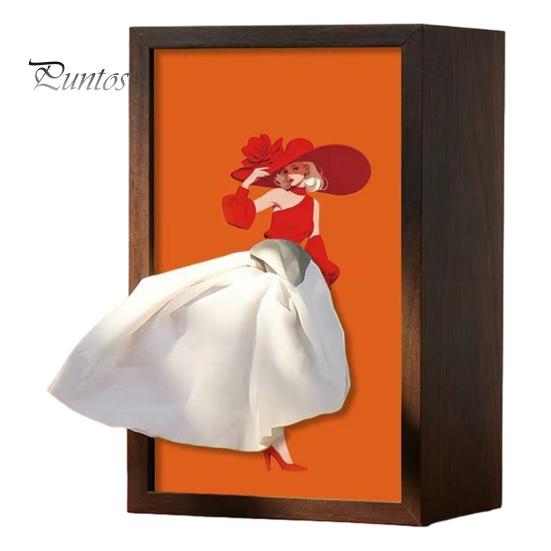 Schreibtisch-Taschentuchbox-Abdeckung Nussbaumholz-Box, mit künstlerischem Ballettänzer-Rock-Design, Nachttisch-Organizer Mehrzweck-Papiertuchhalter für Zuhause