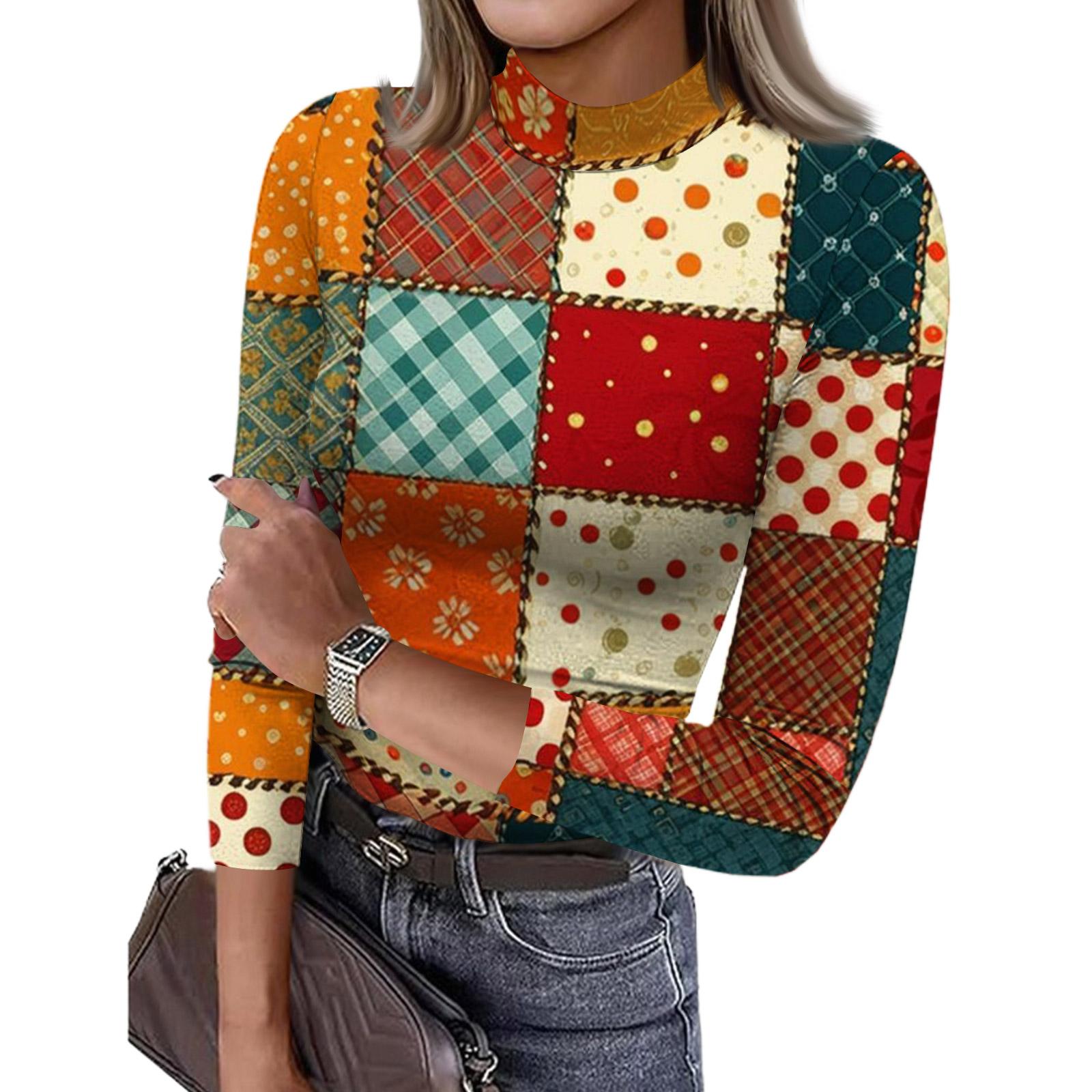 

Women s Slim Bottom T-shirt Fashion Casual Printing Round Neck Pullover 3/4 Sleeve Top XXL хаки