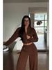 European Casual Women's Sexy Zipper Cardigan & Lace-Up Pants Set - Spring/Autumn Wear