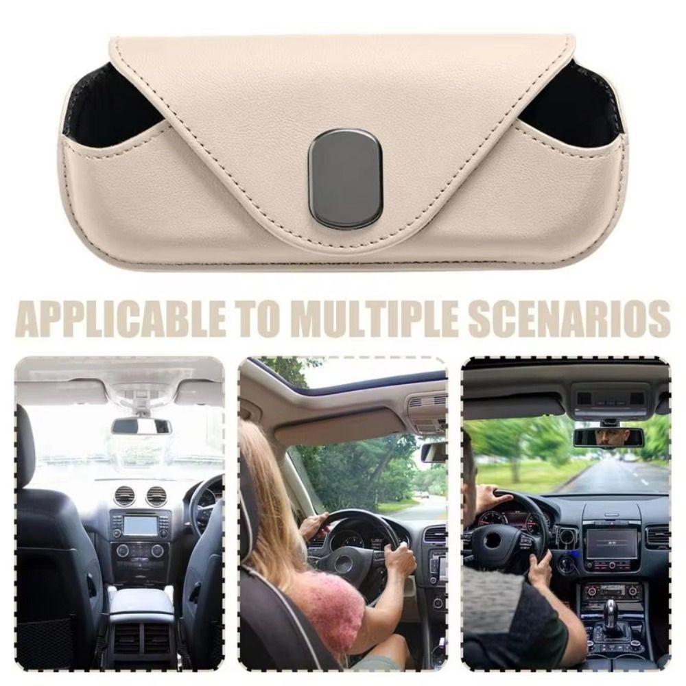 Magnetic Car Mounted Glasses Bag Clip-on Sun Visor Glasses Case Car Organizer  Interior Accessory