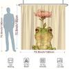 1pc Vintage Green Frog & Pink Flower Shower Curtain - Hand-Drawn Polyester,  Whimsical Design for Modern Bathrooms