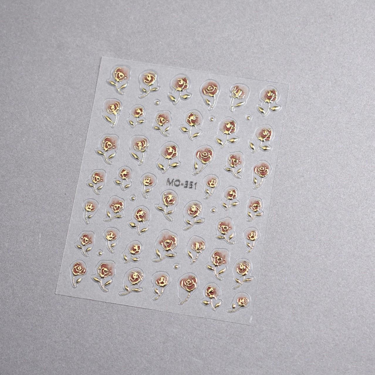 

Позолоченные 3D наклейки для ногтей «Дикая роза» с тиснением