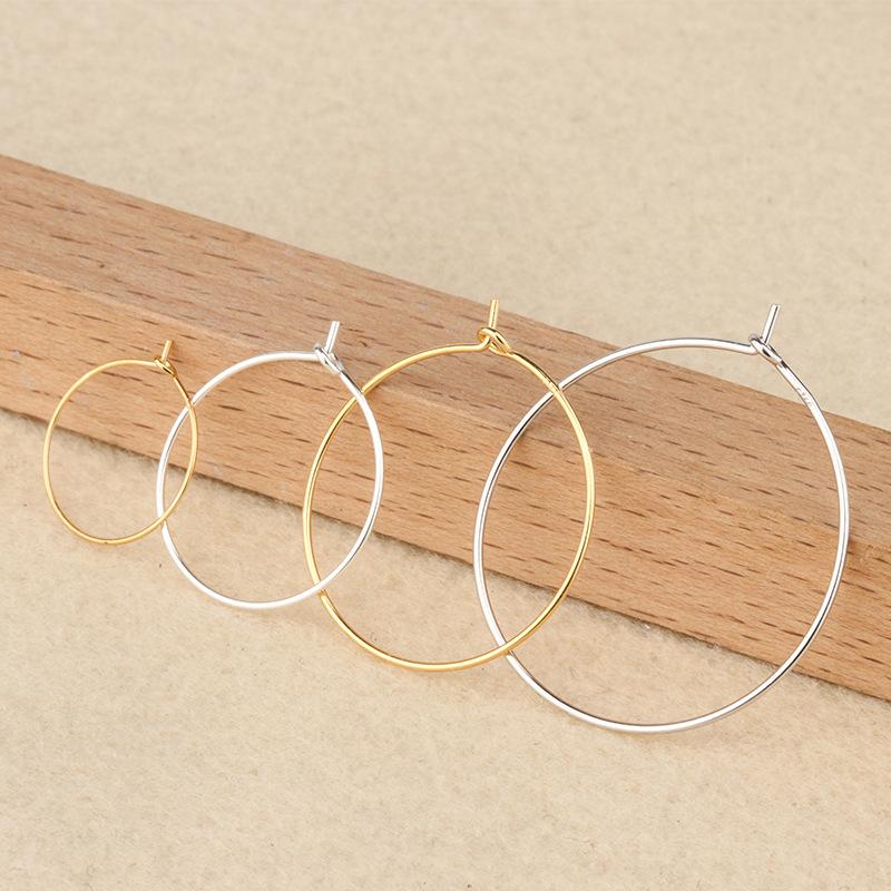 S925 Sterling Silver Women s DIY Simple Earrings  Ear Hooks 15MM Pair