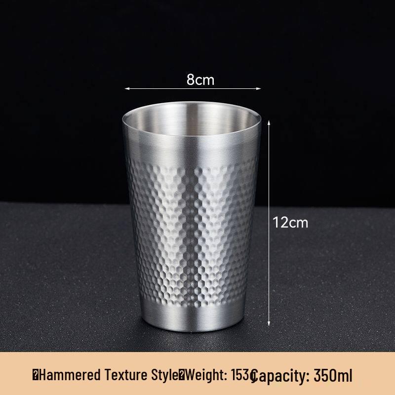 Korean Style Double Wall Hammered Stainless Steel Cup - Insulated & Drop-Resistant for Outdoor Use
