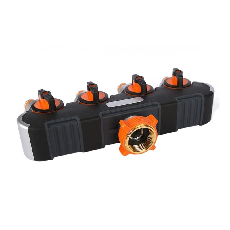 Garden Hose Splitter 4 Way Water Hose Connector with Shut Off Valves Leakproof Faucet Adapter for Drip Irrigation Lawns