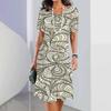 2026 Summer Fashion Personality Printing O-neck Short-sleeved Loose Dress Female Sexy Party Dress
