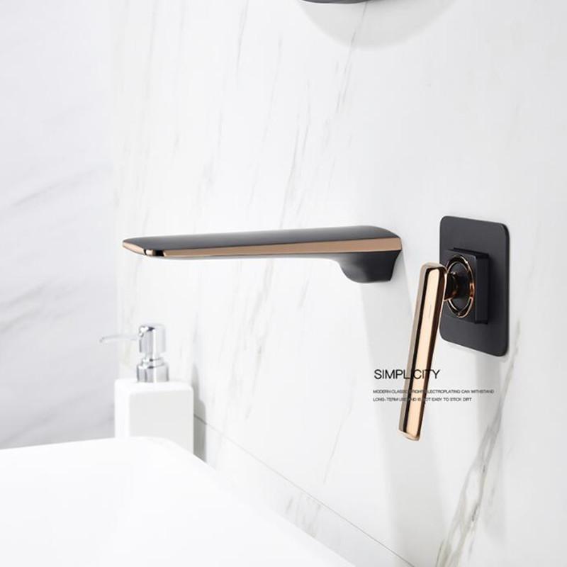 Basin Faucet Bathroom Water Mixer Tap White Gold Brass Concealed Basin Water Sink Mixer Crane Wall Mounted