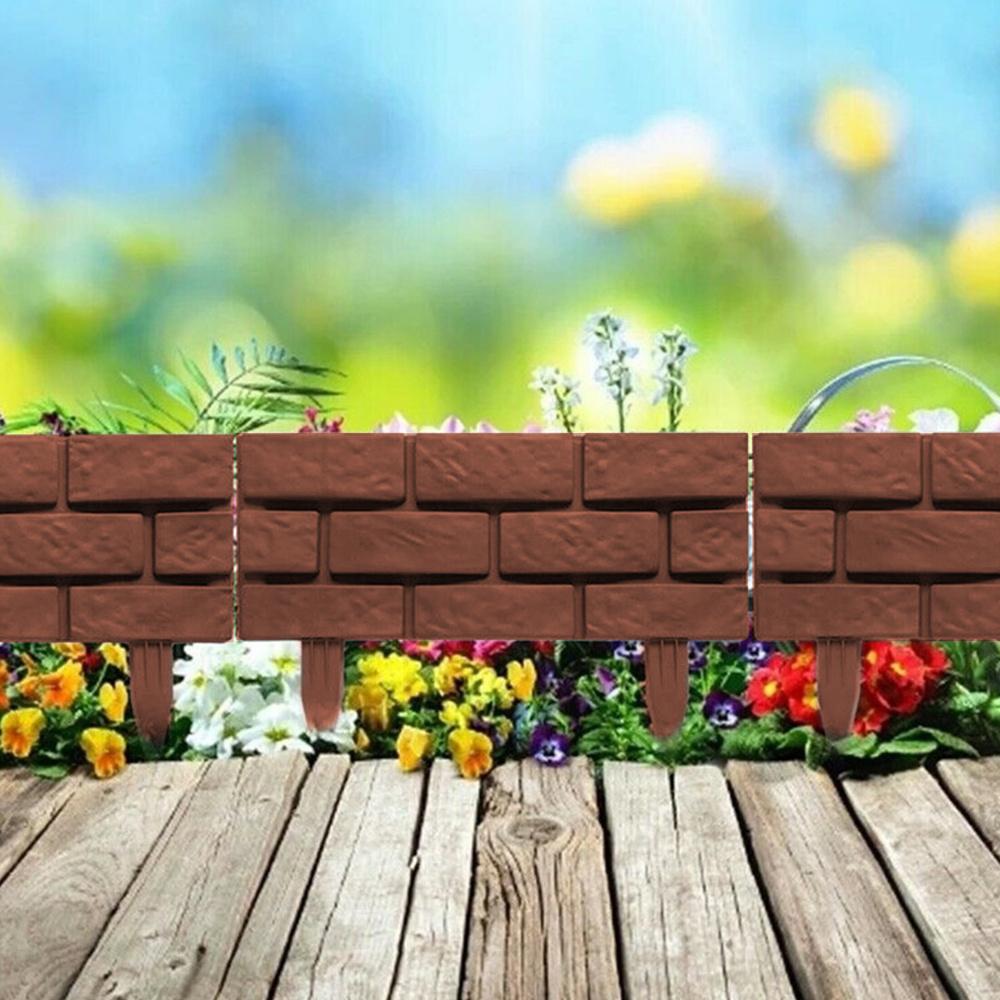 Garden Edging Border Fence Imitation Stones Brick Lawn Plant Flower Grass Support Stake Decorative Edging Outdoor DIY