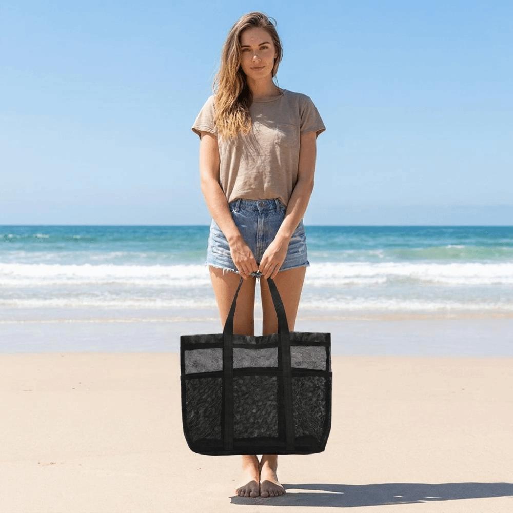 Lightweight Mesh Beach Bag Foldable Toiletries Organizer Fashion Toiletry Storage Bag Seaside