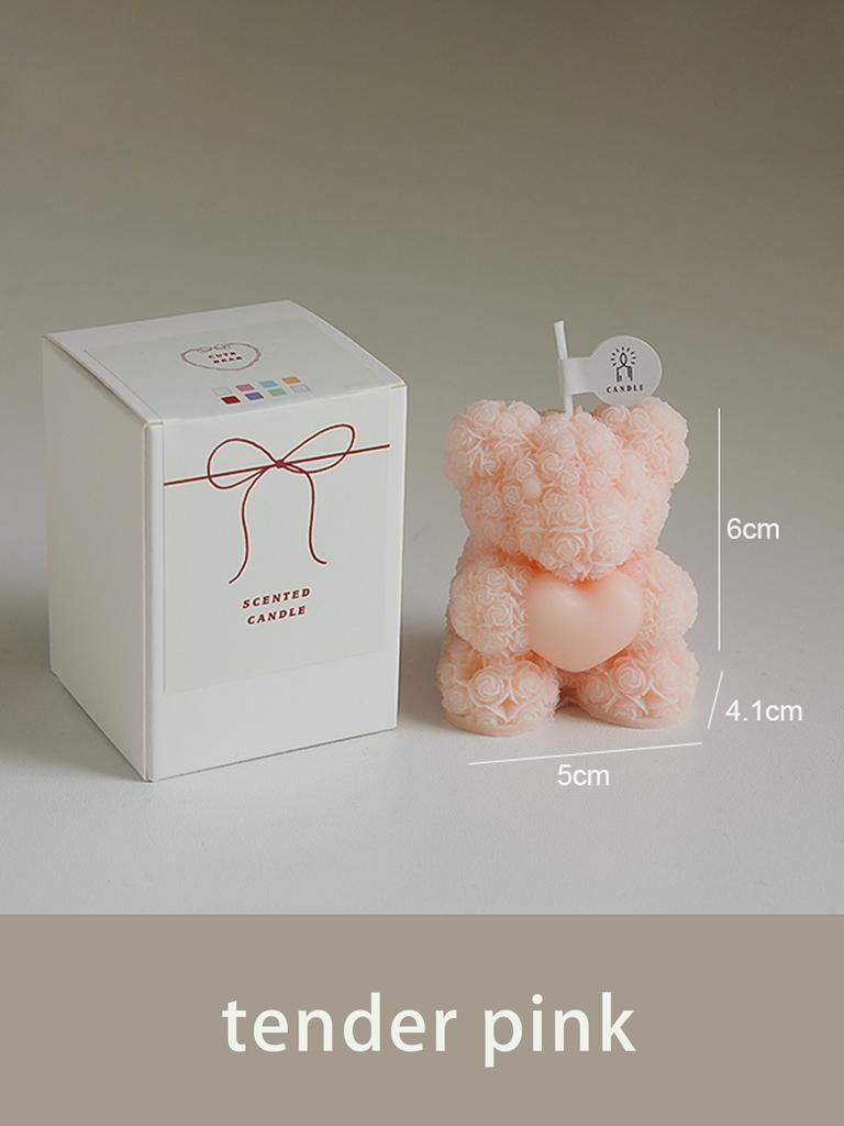 1 Scented Candle for Valentine's Day, Roses, Bears, Suitable for Home Decoration, Gift Matching, Gift Giving