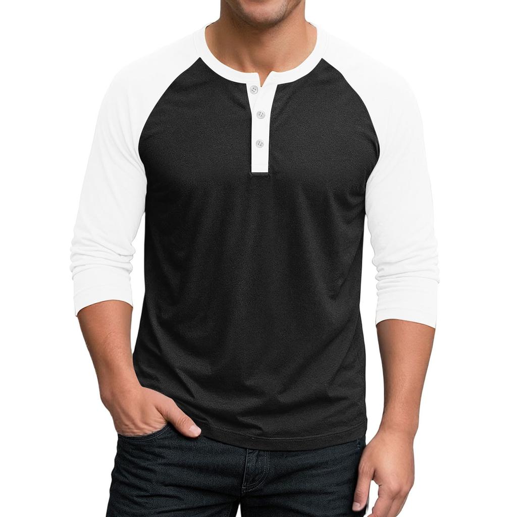 Herren Hemd mit Knöpfen, Raglan, 3/4 Ärmel
