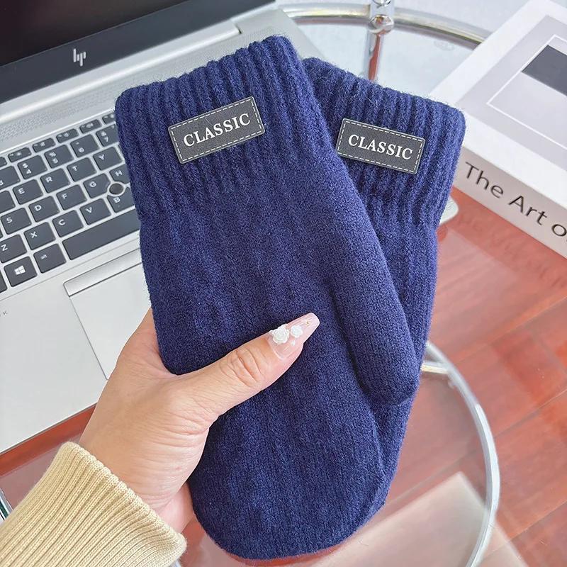 

Men s Winter Warm Gloves Cold-Proof Thickened Mitten Gloves Korean-Style Trendy Gloves for Outdoor Sports Travel