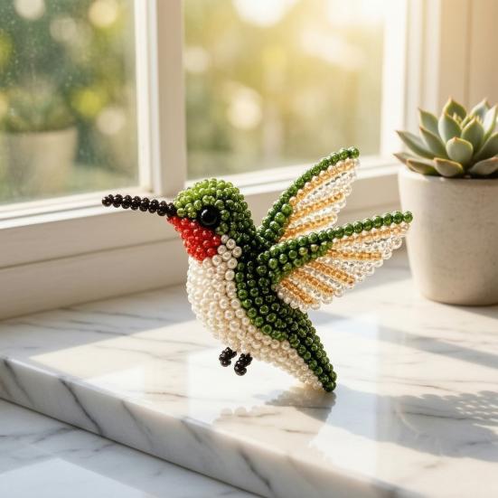 Kit de Broderie cu Mărgele Pasăre DIY, Kit de Meșteșug cu Mărgele Animale 3D, cu Accesorii Colorate cu Mărgele, Proiect Drăguț de Meșteșug cu Pasăre din Mărgele pentru Adulți și Adolescenți Cadou Creativ