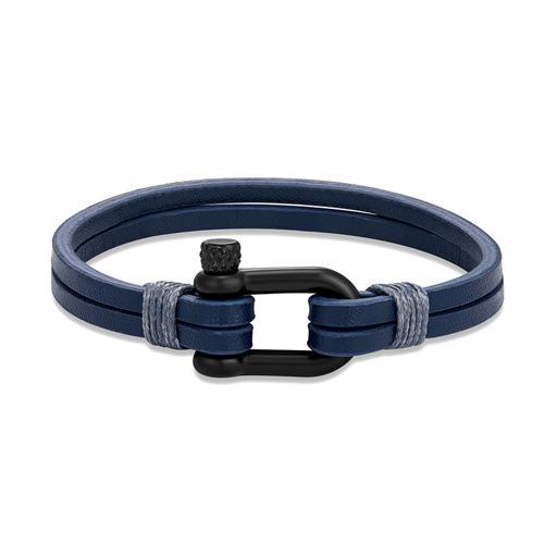 Black U-Shaped Horseshoe Buckle Bracelet Men'S Leather Double-Layer Casual Hand Rope Stainless Steel Buckle Bracelet