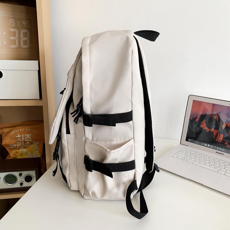 Male Solid Color Backpack Female Large Capacity Travel Backpack Junior High School Student Schoolbag