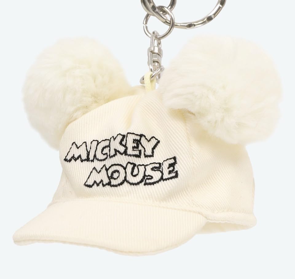 Mickey Mouse Cap Tokyo Disney Resort White Pom-Pom Keychain, Exclusive,