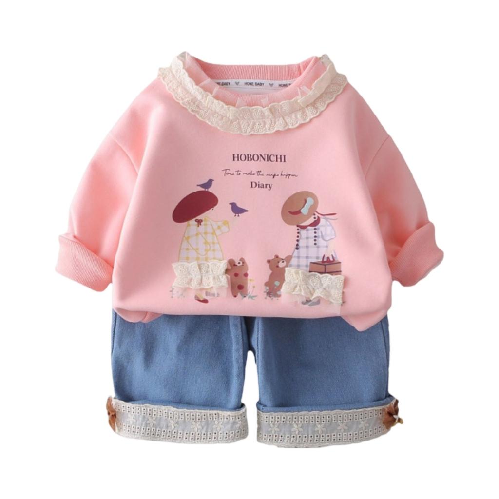 Kinder Freizeit Langarm Set, Bequeme Alltagsoutfits