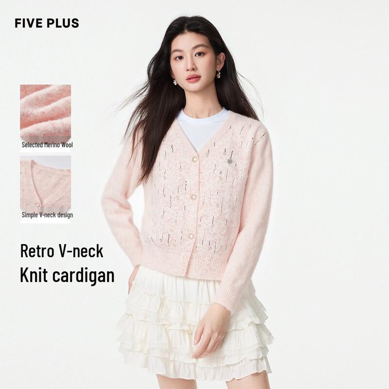 FivePlus Women s V-Neck Lamb Wool Blend Cardigan F