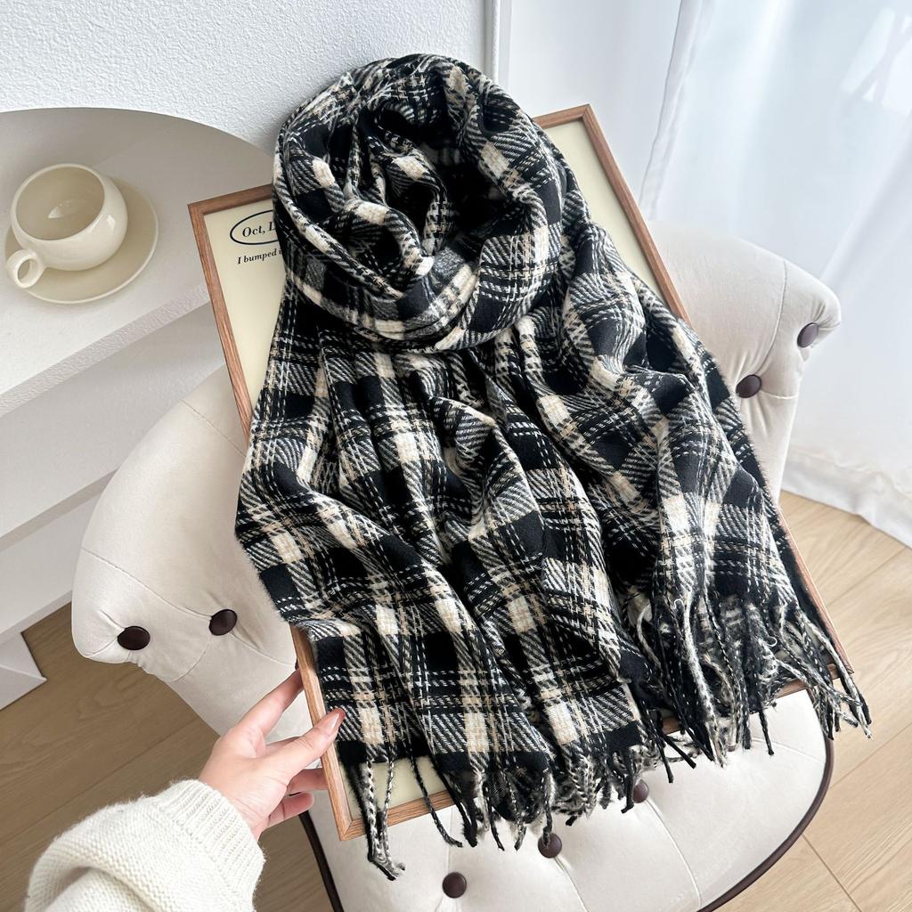 Autumn Winter Women Knitted Scarf Lady Men Sweet Preppy Casual Plaid Tassel Scarve Wrap Shawl Femme Male Unisex Fashion New