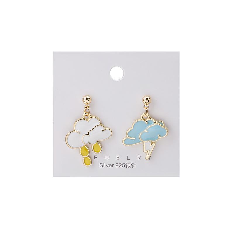 Cartoon Cute Asymmetrical Creative Crab Hot Pot Cloud Fan Earrings Female