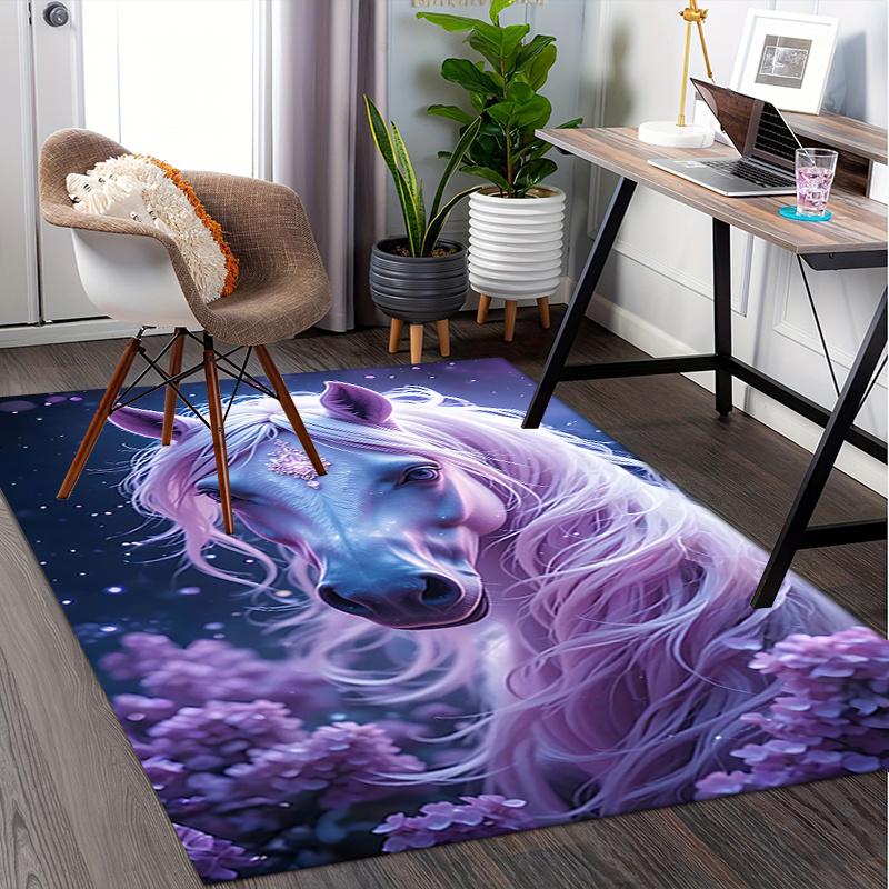 Charming Fantasy Horse Chair Mat Office Carpet, Oversized Rug for Home Decor, Sofa Mat, Desk Protect