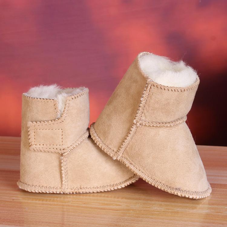 Soft Sole Sheepskin Fur Baby Shoes, Warm Cotton for Boys & Girls, 0-12 Months, Pre-Walker Winter Footwear