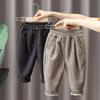 Children's Clothing Baby Warm Fleece Pants Winter Striped Trousers Elastic Cuff Boys Girls Kids Pant