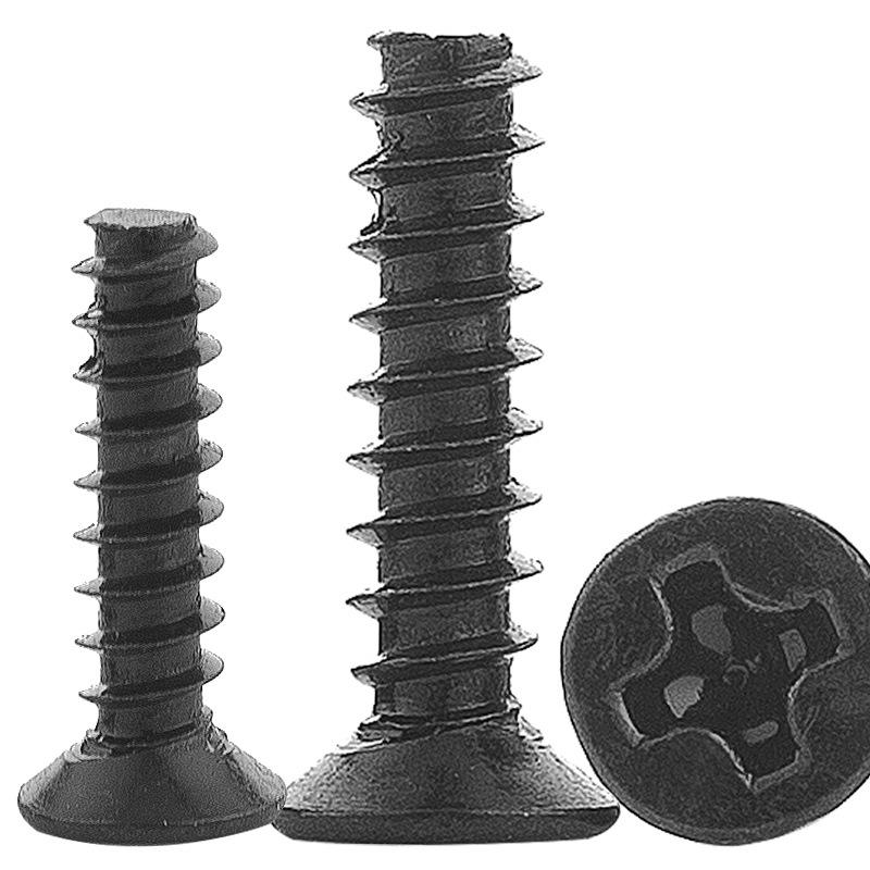 Black Countersunk Flat Tail Self-Tapping Screw for Chassis Cooling Fan M2/M3/M4/M5