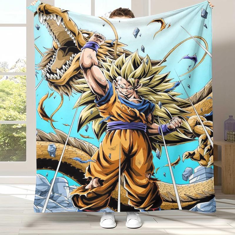 Anime D-Dragon Ball Game Cartoon Flannel Blanket,Ultra Soft Warm Plush Throw for Home Bedroom Bed Sofa Cover Office Camping