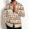 Men's Casual Christmas Shirt Jacket with Turn-Down Collar, Loose Fit, Breathable for Spring and Fall