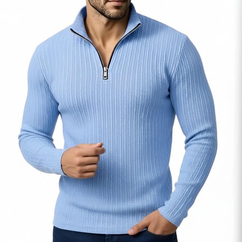 Men's Casual Quarter-zip Shirt Long-sleeve Top