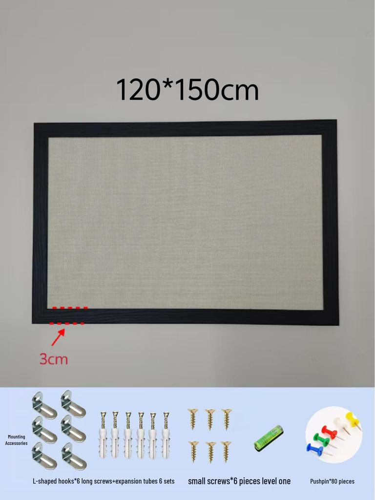 Black Frame Burlap Cork Board: Wall-Mounted Photo & Message Display for Kindergarten Theme
