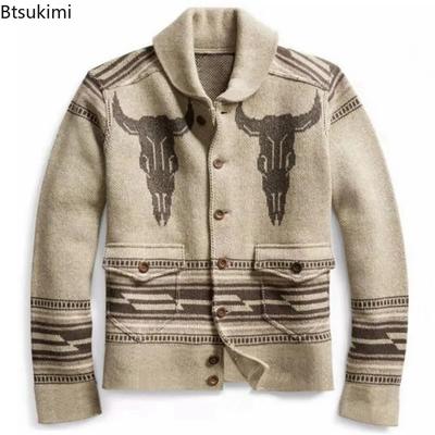 Autumn Winter Men's Christmas Sweater Coat Thick Warm Sweater Cardigan Jumpers Zipper Coat with Pocket Men Knitted Sweater