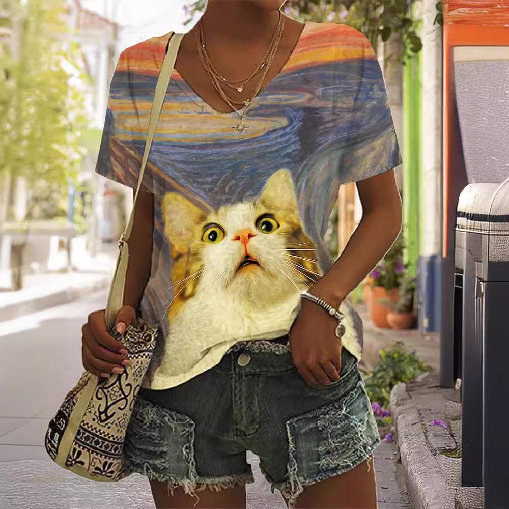 Women's Summer Printed Short Sleeve Top 3D Printed T-Shirt