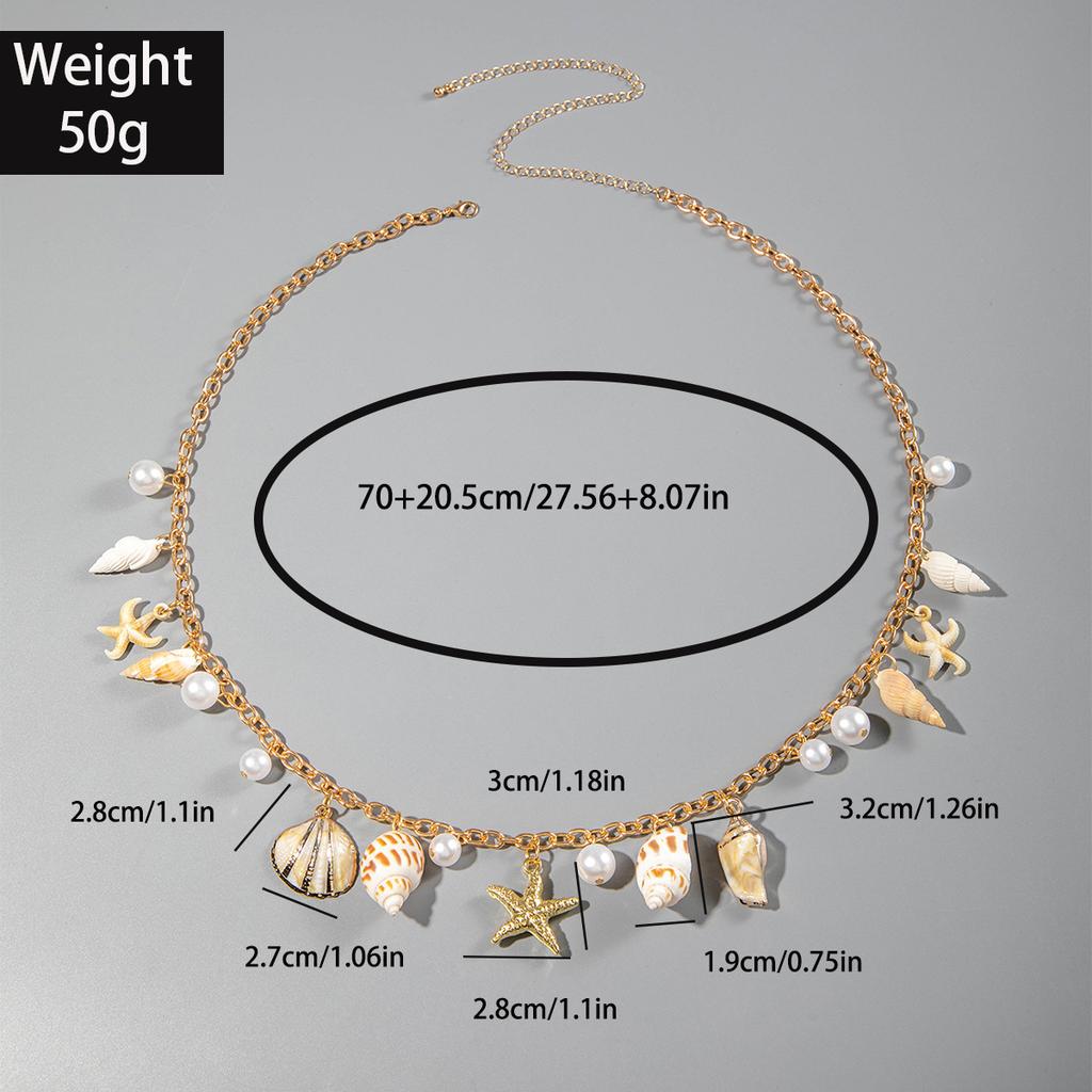 Holiday Style Sexy Rice Bead Waist Chain Set, Ladies Beaded Shell Beach Body Chain