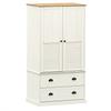 Vidaxl Vigo Wardrobe, White, 90X55X170 Cm, Solid Pine Wood