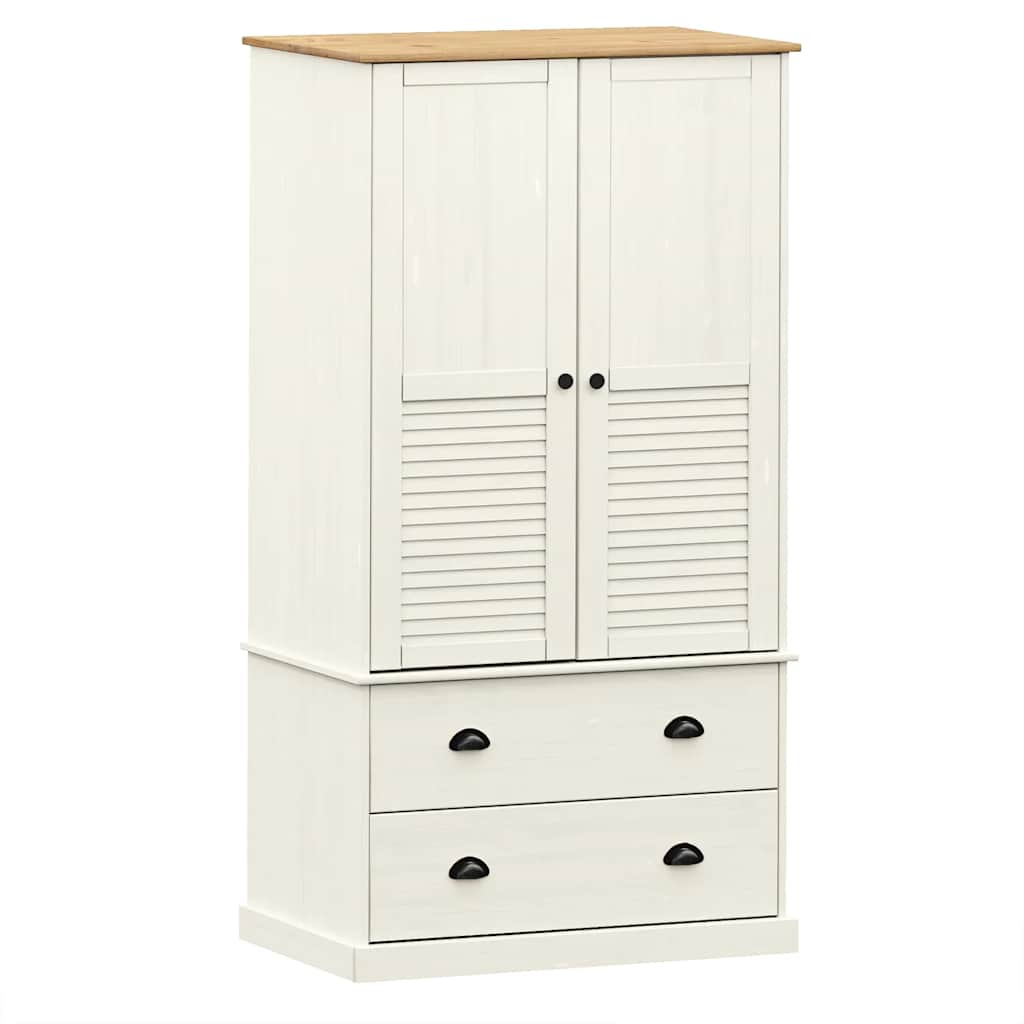 Vidaxl Vigo Wardrobe, White, 90X55X170 Cm, Solid Pine Wood
