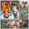 Diamond Painting Art 5D DIY Naughty Cute Little Girl With Cat Diamond Mosaic Apple Tree 5D Rhinestone Cross Stitch Home Decor