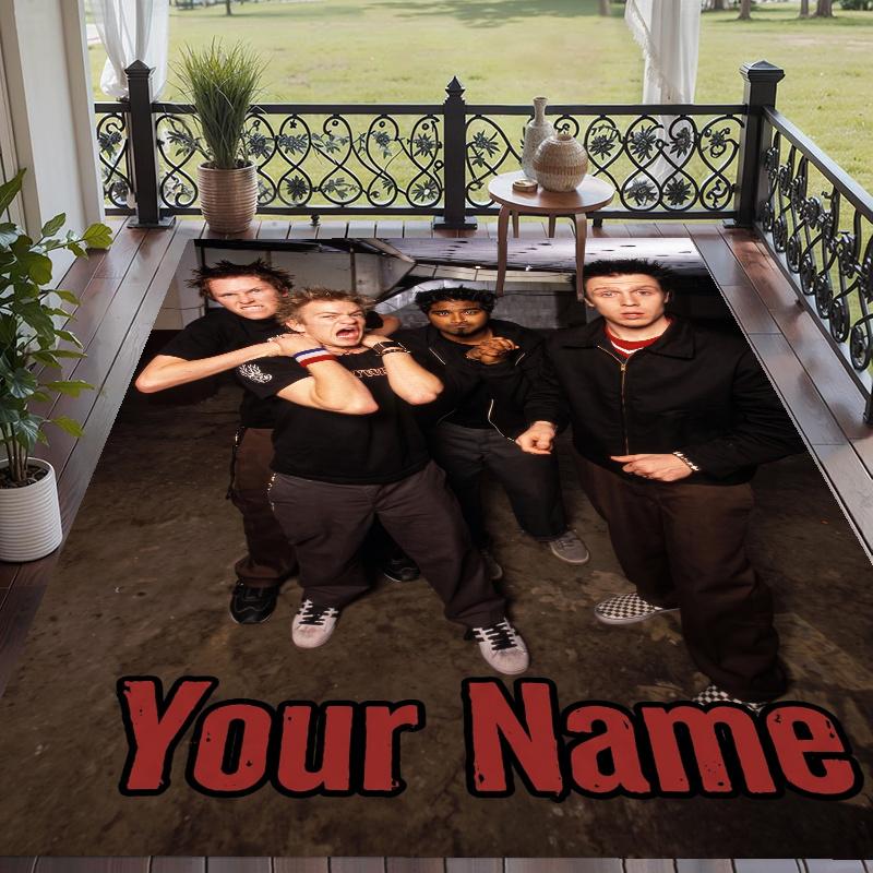 Custom Name Sum 41 Crystal Velvet Floor Rug Personalized Text Soft Carpet Home Decor
