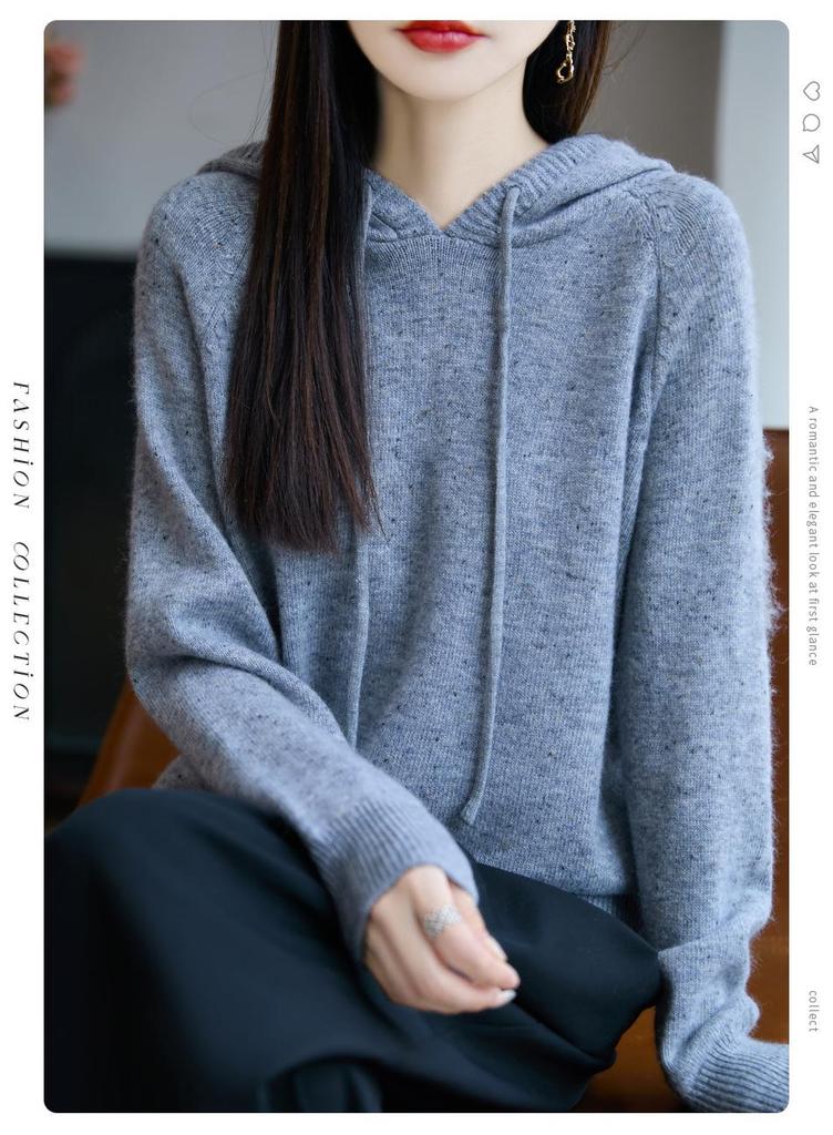 2025 Autumn/Winter Women's Casual Loose Knit Hoodie - Warm, Stylish, and Slimming.