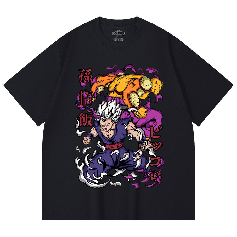 230 g/m² 100 % Baumwolle Dragon Ball V57 Gohan Piccolo Aufdruck Unisex Schweres Baumwoll-T-Shirt