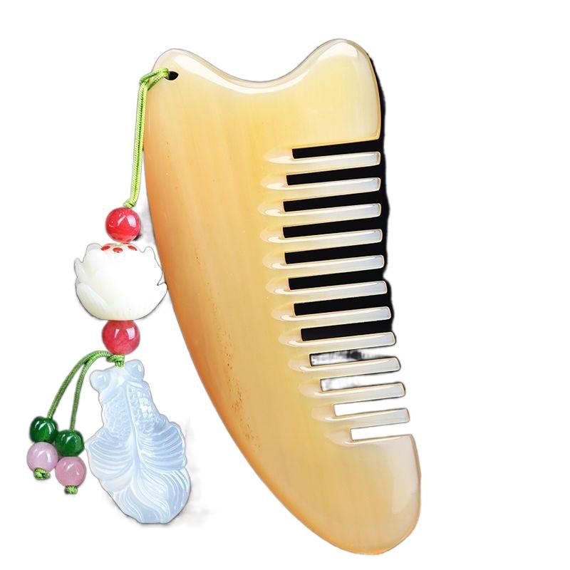Natural Ox Horn Wide-Tooth Curly Hair Comb - Scalp Massage for Men & Women